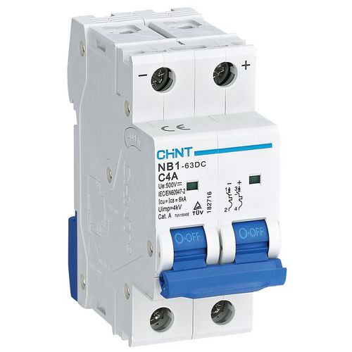 Disjoncteur 500Vcc 2P Courbe C, 4A, 6kA_Chint