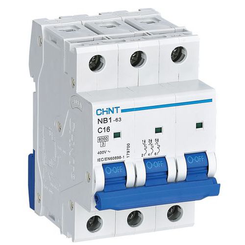 Disjoncteur 3P Courbe C, 16A, 6kA_Chint