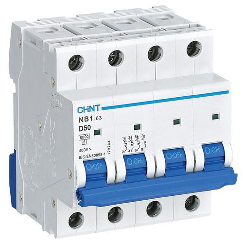 Disjoncteur 4P Courbe D, 50A, 6kA_Chint