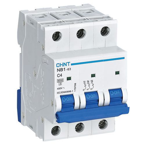 Disjoncteur 3P Courbe C, 4A, 6kA_Chint