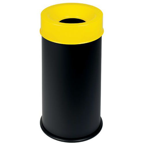 Corbeille noir anti-feu avec couvercle 90L