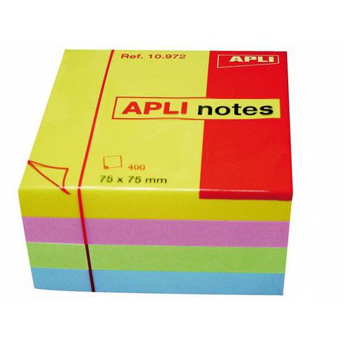 Cube 400 feuilles notes repositionnables 75x75mm pastel - Apli