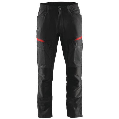 Pantalon services stretch noir/rouge, poche A4 / tablette
