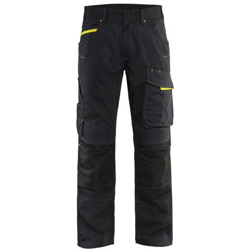 Pantalon services stretch noir/jaune fluorescent