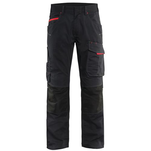 Pantalon services stretch noir/rouge - Manutan.fr