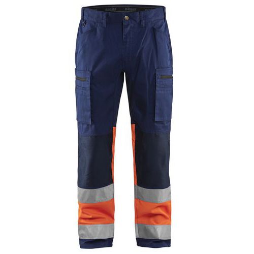 Pantalon artisan stretch haute visibilité marine/orange fluorescent