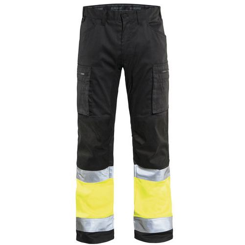 Pantalon artisan stretch haute visibilité noir/jaune fluorescent
