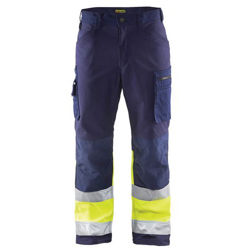 Pantalon softshell haute visibilité marine/jaune fluorescent