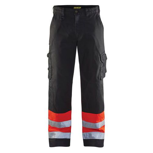 Pantalon haute visibilité noir/rouge fluorescent