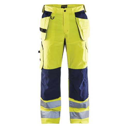 Pantalon artisan aéré haute visibilité jaune fluorescent/marine