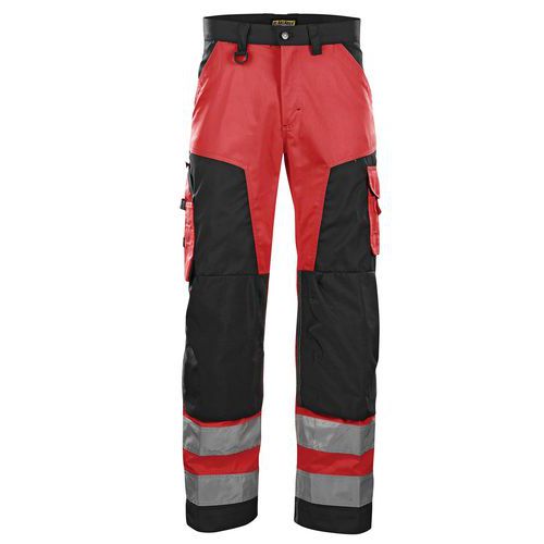 Pantalon haute visibilité rouge fluorescent/noir