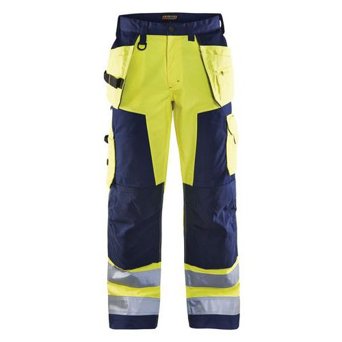 Pantalon artisan haute visibilité jaune fluorescent/marine