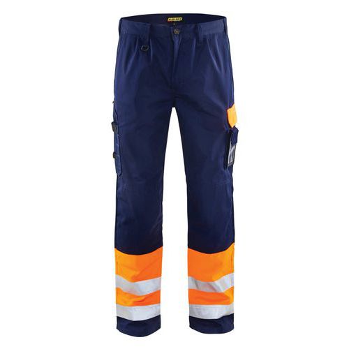 Pantalon haute visibilité orange fluorescent/marine, poche extra large