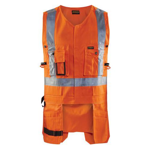 Gilet porte-outils haute visibilité orange fluorescent