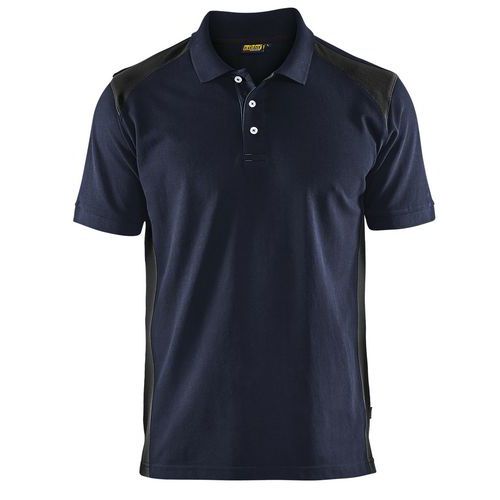 Polo piqué marine foncé et noir