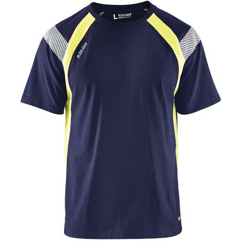 T-shirt marine/jaune fluorescent