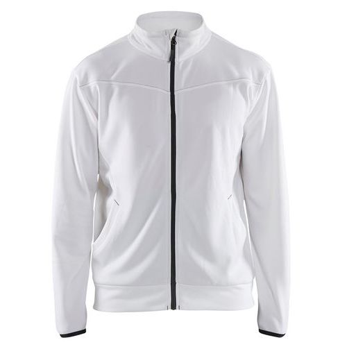 Sweat zippé blanc/gris foncé