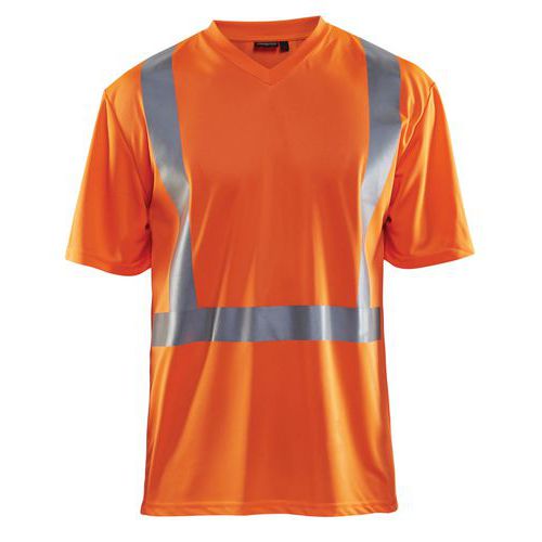 T-Shirt haute visibilité col en V anti-UV anti-odeur orange