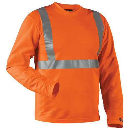 T-Shirt manches longues haute visibilité col en V anti-odeur orange
