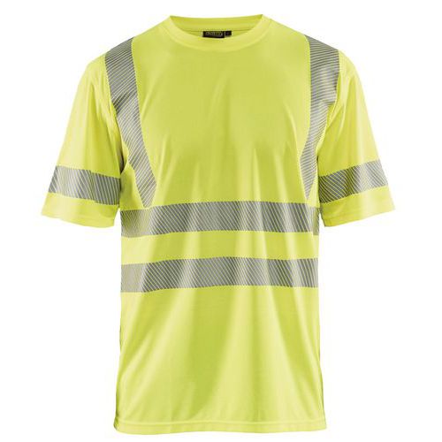 T-shirt anti-UV haute visibilité jaune fluorescent, col rond