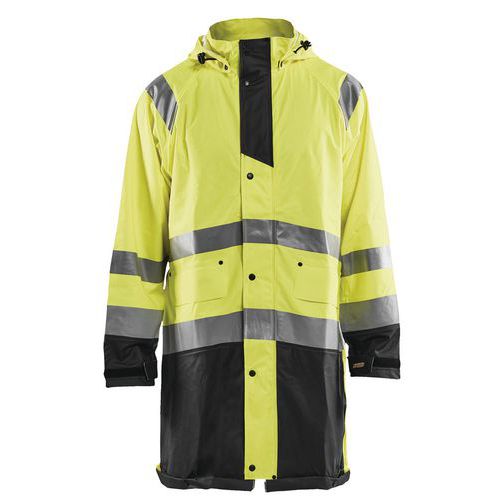 Veste de pluie haute visibilité niveau 1 jaune fluorescent/noir