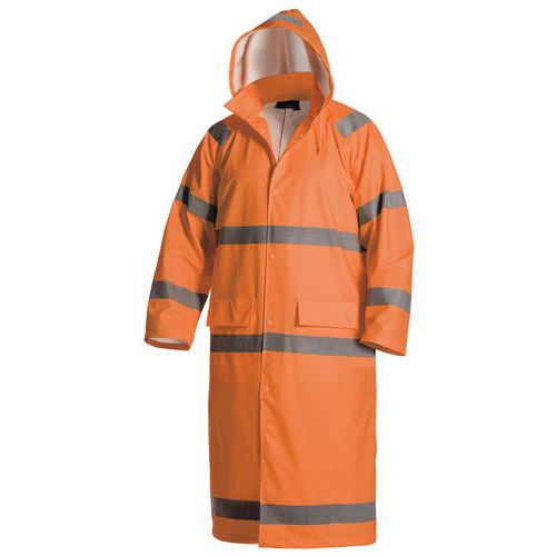 Manteau de pluie haute visibilité niveau 1 orange fluorescent