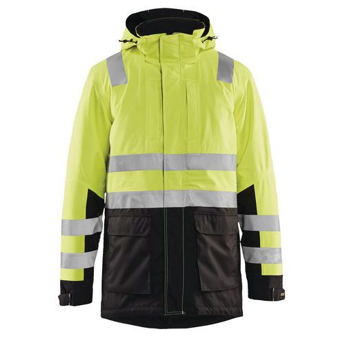 Parka haute visibilité jaune fluorescent/noir