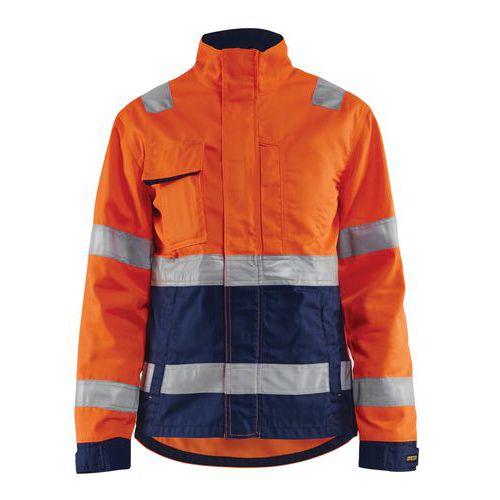 Veste haute visibilité femme orange fluorescent/marine