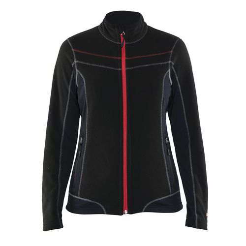 veste micropolaire femme noir/rouge