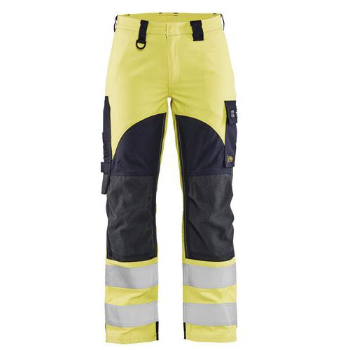 Pantalon multinormes inhérent femme jaune fluorescent/marine