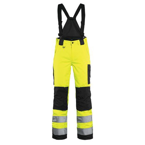 Pantalon hiver à bretelles haute visibilité femme jaune/noir