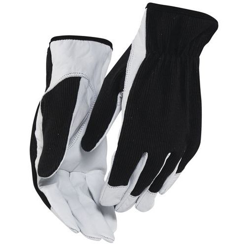 Gants artisan cuir pack x12 paires noir/blanc, dessus coton Gants artisan cuir pack x12 paires noir/blanc, dessus coton
