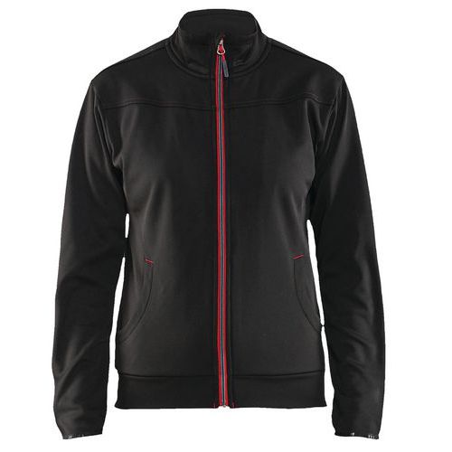 Sweat zippé femme noir/rouge