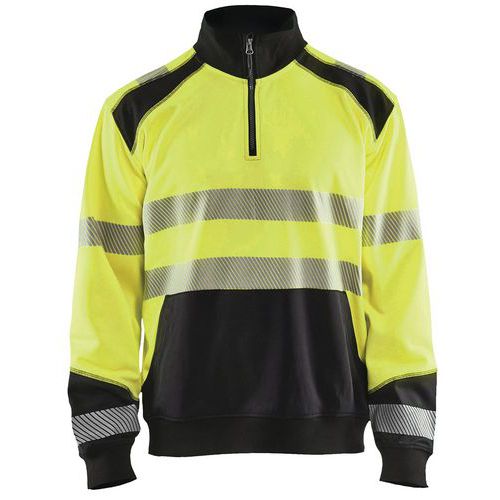 Sweat col camionneur haute visibilité jaune fluorescent/noir