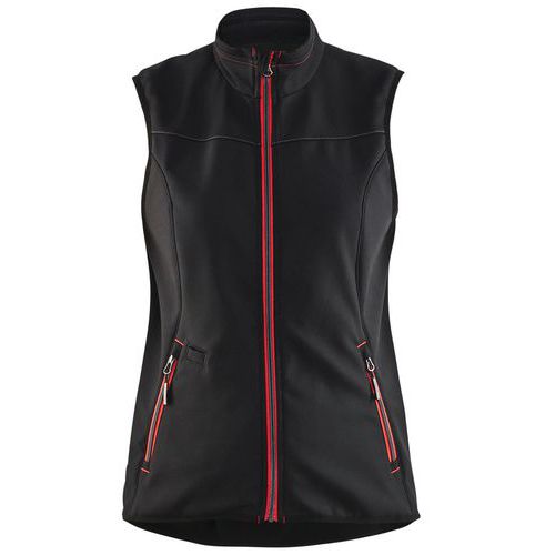Gilet sans manche softshell femme noir/rouge