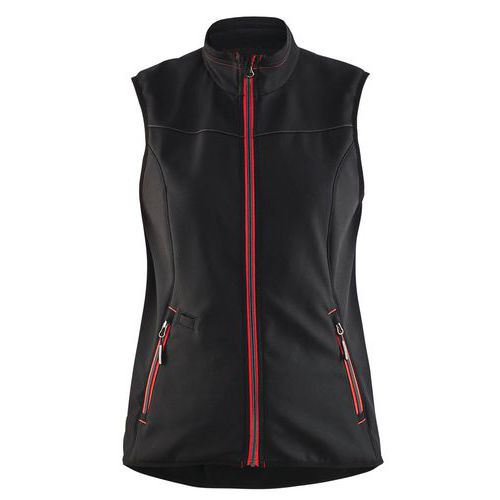 Gilet sans manche softshell femme noir/rouge