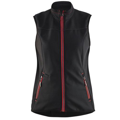Gilet sans manche softshell femme noir/rouge