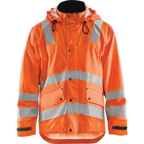 Veste de pluie haute visibilité niveau 3 orange fluorescent