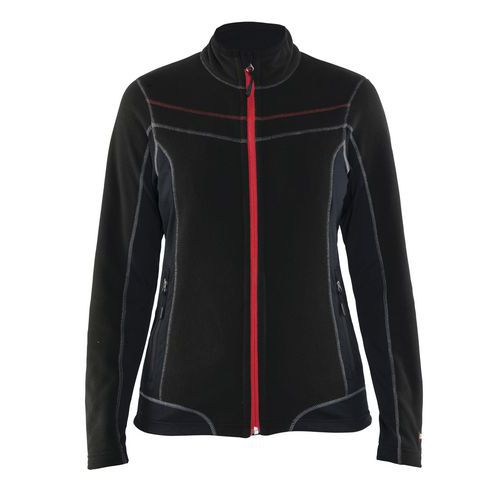 veste micropolaire femme noir/rouge