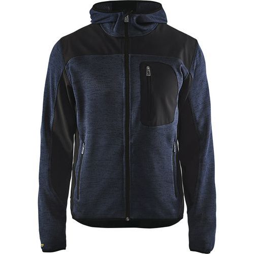 Veste tricotée à capuche marine foncé/noir