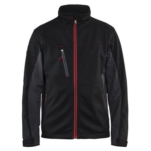 Veste softshell noir/rouge, col molletonné