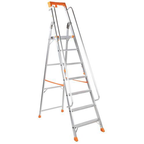 Escabeau professionnel aluminium avec rampe - Manutan Expert