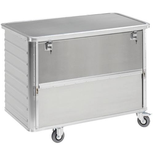 Chariot conteneur aluminium - panneau coulissant - Capacité de 355 L à 650 L Chariot conteneur aluminium - panneau coulissant - Capacité de 355 L à 650 L