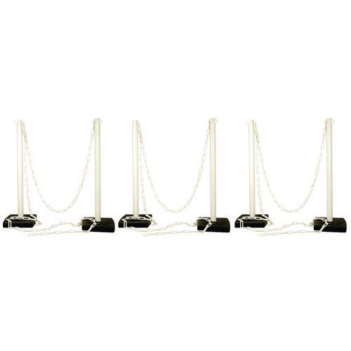 Poteau à chaîne sur socle PVC - Lot de 6