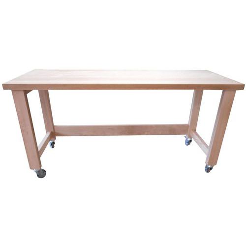 Table de travail bois sur roulettes