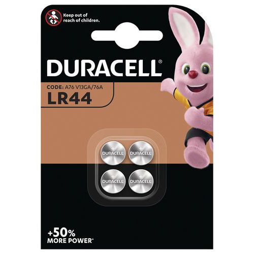 Pile bouton Alcaline LR44 - Pack de 4 - Duracell