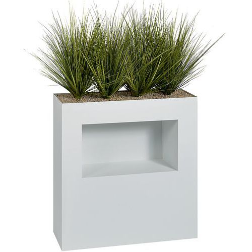 Jardinière métal sur patins M1 et niche H 90 cm Graminées