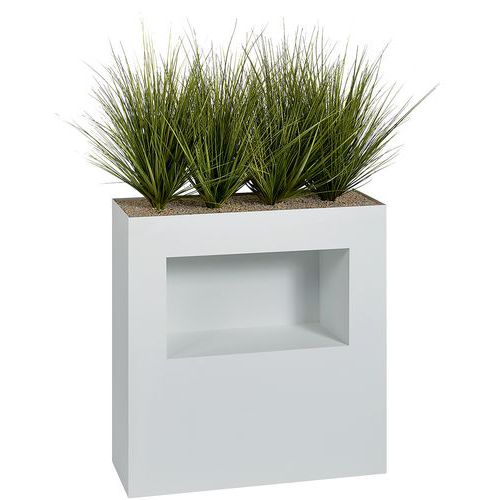 Jardinière métal sur patins et niche H 90 cm Graminées