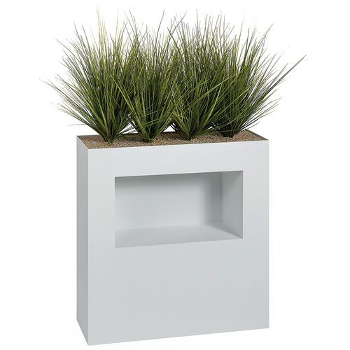 Jardinière métal sur patins M1 et niche H 90 cm Graminées