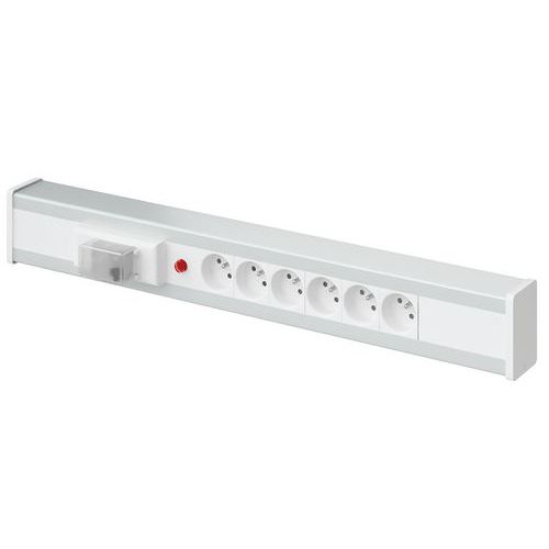 Bandeau électrique incliné 6 prises 2 phases Terre + disjoncteur Bandeau électrique incliné 6 prises 2 phases Terre + disjoncteur